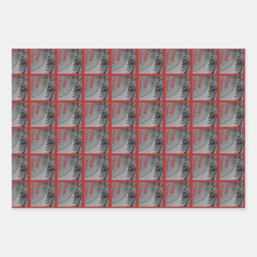 Crimson Ornament Wrapping Paper Sheets Set of 3 (Voorkant)