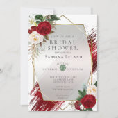 Crimson Paint Stroke en Modern Scarlet Peonies Kaart (Voorkant)