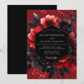 Crimson Passionate Flora Wedding Kaart (Voorkant / Achterkant)
