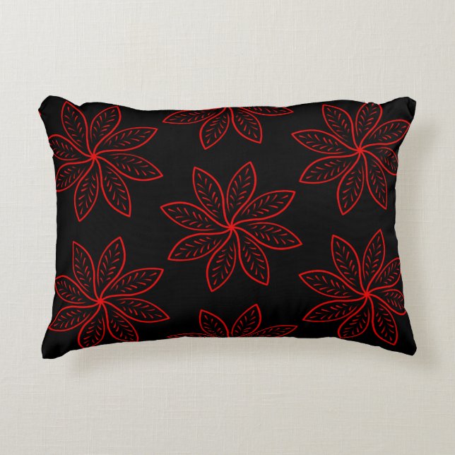 Crimson Pattern op zwart Accent Kussen (Voorkant)