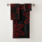Crimson Pattern op zwart Bad Handdoek (Insitu)