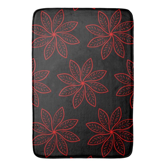 Crimson Pattern op zwart Badmat (Voorkant Verticaal)