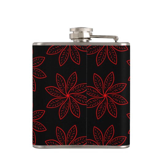 Crimson Pattern op zwart Heupfles (Achterkant)