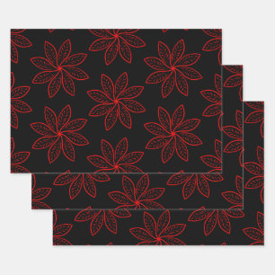 Crimson Pattern op zwart Inpakpapier Vel