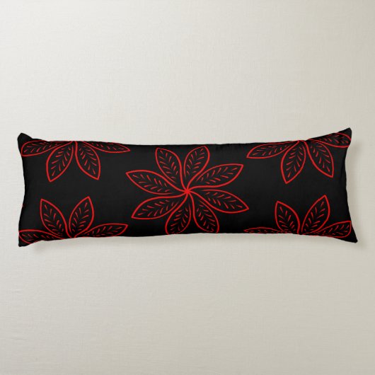 Crimson Pattern op zwart Lichaamskussen (Achterkant)
