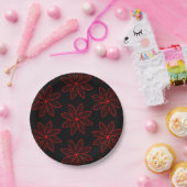 Crimson Pattern op zwart Papieren Bordje (Feest)