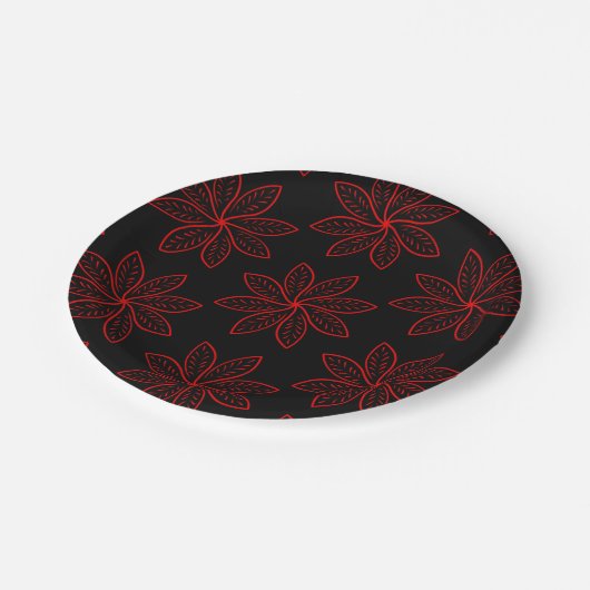 Crimson Pattern op zwart Papieren Bordje (Gekanteld)