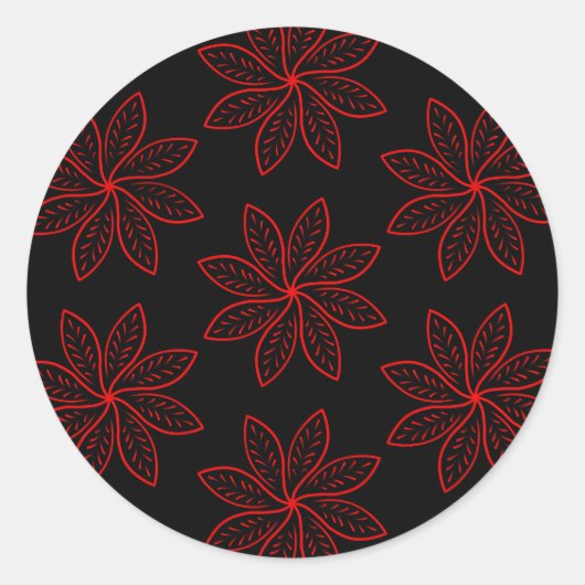 Crimson Pattern op zwart Ronde Sticker (Voorkant)