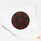 Crimson Pattern op zwart Ronde Sticker (Envelop)