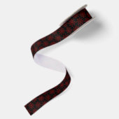 Crimson Pattern op zwart Satijnen Lint (Achterkant)