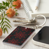 Crimson Pattern op zwart Sleutelhanger (Voorkant Rechts)
