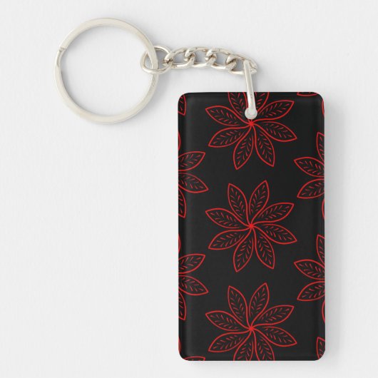 Crimson Pattern op zwart Sleutelhanger (Voorkant)