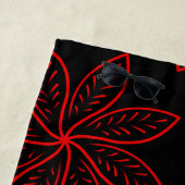 Crimson Pattern op zwart Strandlaken (In situ)