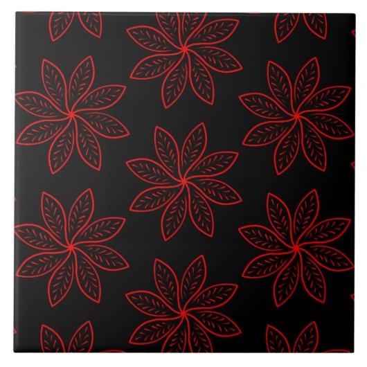 Crimson Pattern op zwart Tegeltje (Voorkant)