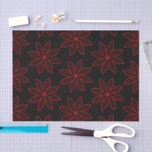 Crimson Pattern op zwart Tissuepapier (Craft)