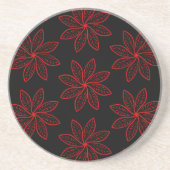 Crimson Pattern op zwart Zandsteen Onderzetter (Voorkant)