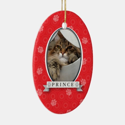 Crimson Paw Print Pet Ornament (Rechts)