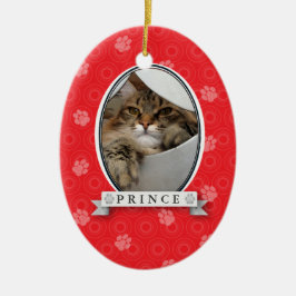 Crimson Paw Print Pet Ornament