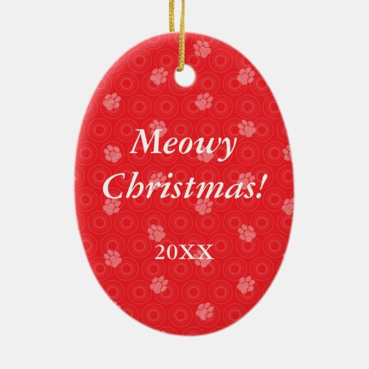 Crimson Paw Print Pet Ornament (Achterkant)