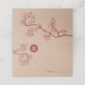 Crimson Peach/Plum Blossom Kraft Chinese Weddensch Plaatskaartje (Buitenkant ongevouwen)