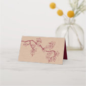 Crimson Peach/Plum Blossom Kraft Chinese Weddensch Plaatskaartje (Achterkant)