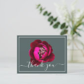 Crimson Peony Green Background Bedankt Briefkaart (Staand voorkant)