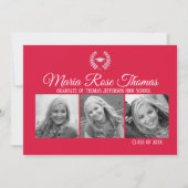 Crimson Pet & Leaves Afstudeerder Invitation 5" x  Kaart (Voorkant)