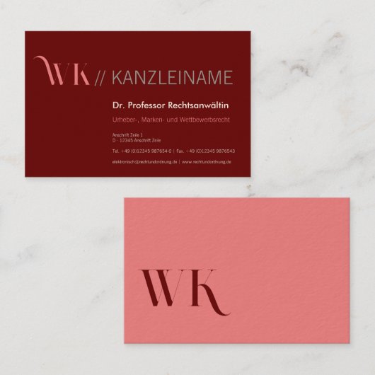 Crimson Pink and Cool Visitekaartje (Voorkant / Achterkant)