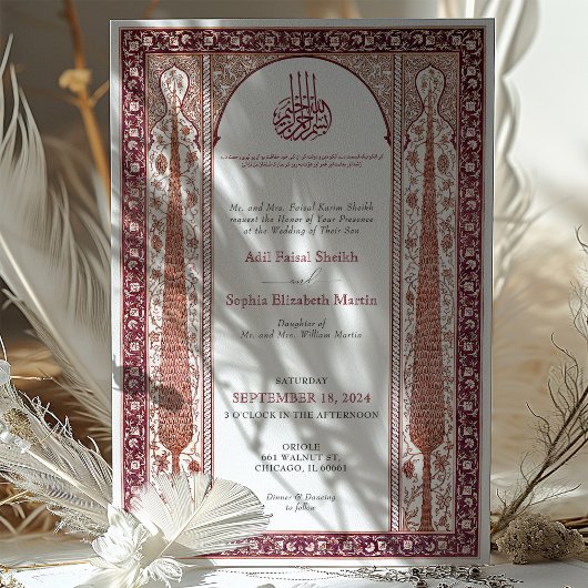 Crimson Plum Iznik Tegel geïnspireerd islamitische Kaart