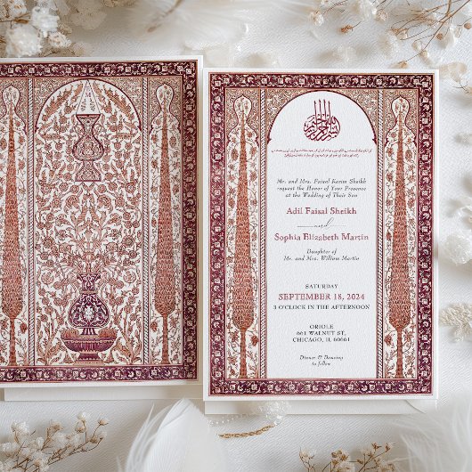 Crimson Plum Iznik Tegel geïnspireerd islamitische Kaart