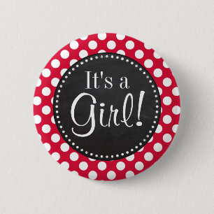 Crimson Polka Dots Chalkboardblik Ronde Button 5,7 Cm