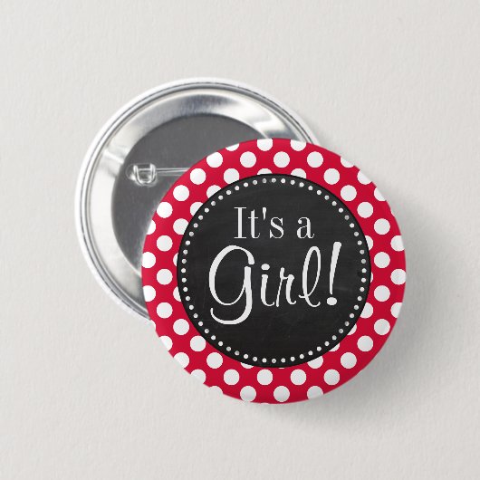 Crimson Polka Dots; krijtbordlook Ronde Button 5,7 Cm (Voorkant /achterkant)