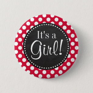Crimson Polka Dots; krijtbordlook Ronde Button 5,7 Cm