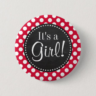 Crimson Polka Dots; krijtbordlook Ronde Button 5,7 Cm