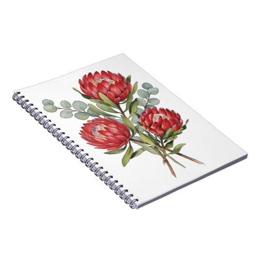 Crimson Protea Bouquet Watercolor Notitieboek (Rechterzijde)