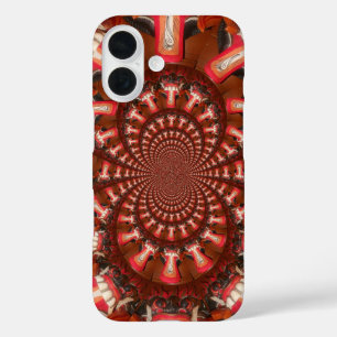 Crimson Pulse Kaleidoscoop Tong Kunstzinnige Abs iPhone 16 Hoesje
