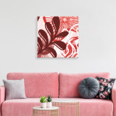 Crimson Radiance – Abstract Botanical Sunburst Art Canvas Afdruk (Insitu (Woonkamer))
