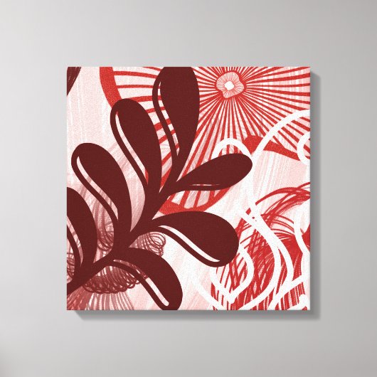Crimson Radiance – Abstracte Botanische Zonneuitba Canvas Afdruk (Voorkant)