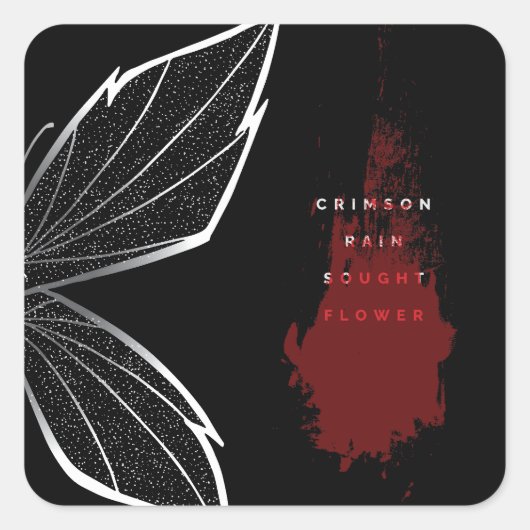 Crimson Rain Gezocht Bloem (eng) Vierkante Sticker (Voorkant)