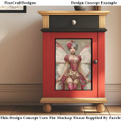 Crimson Red Adult Fairy in Corset DN1L Decoupag Tissuepapier