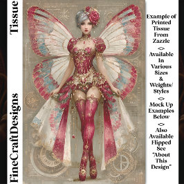 Crimson Red Adult Fairy in Corset DN1R Decoupage Tissuepapier