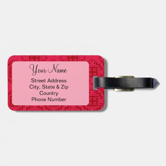 Crimson Red Arabesque Moroccan Bagagelabel (Achterkant horizontaal)