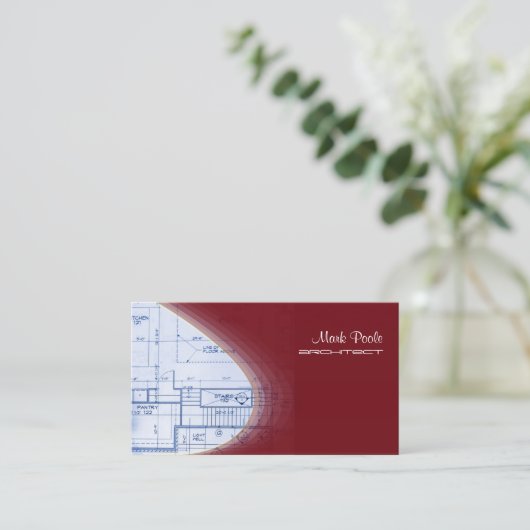 Crimson Red Architect visitekaartjes (Staand voorkant)