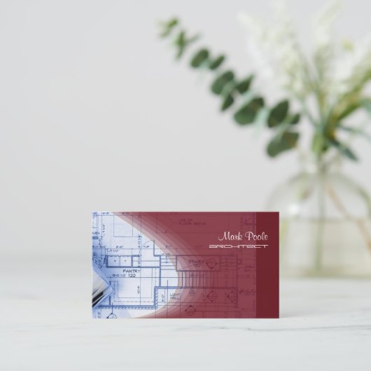 Crimson Red Architect visitekaartjes (Staand voorkant)