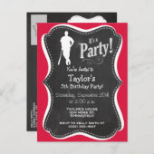 Crimson Red Baseball Uitnodiging Briefkaart (Voorkant / Achterkant)