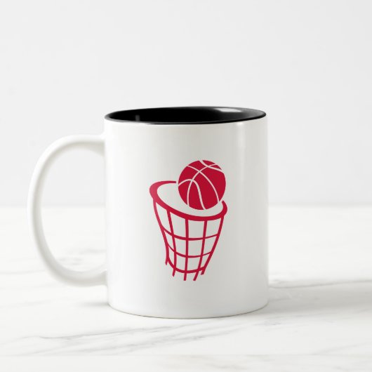 Crimson Red Basketball Tweekleurige Koffiemok (Links)