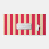 Crimson Red & Beige Striped Desk Mat – Customize (Keyboard & Muis)
