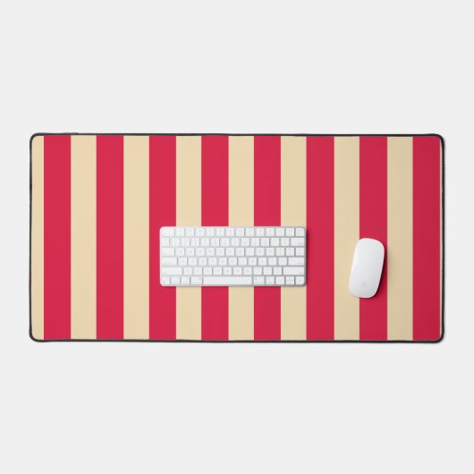 Crimson Red & Beige Striped Desk Mat – Customize (Keyboard & Muis)