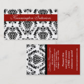 Crimson Red Black Damask Lace Visitekaartjes
