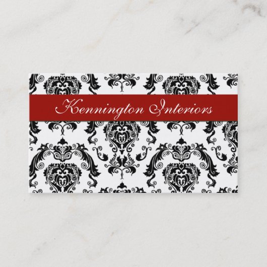 Crimson Red Black Damask Lace Visitekaartjes